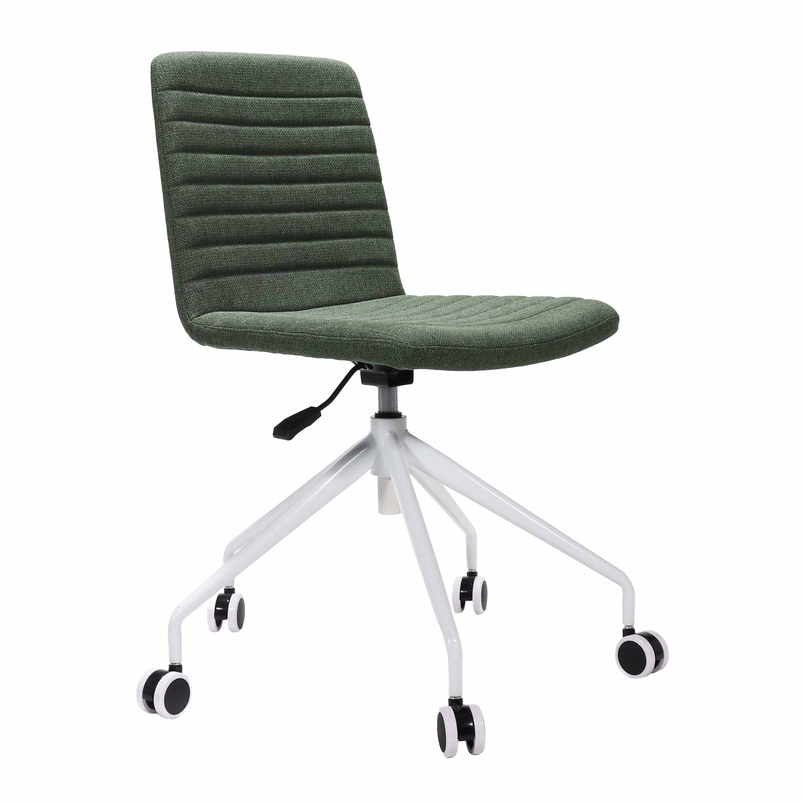 Pixel 5 Star Swivel Chair - No arms - Olive Fabric - White Base